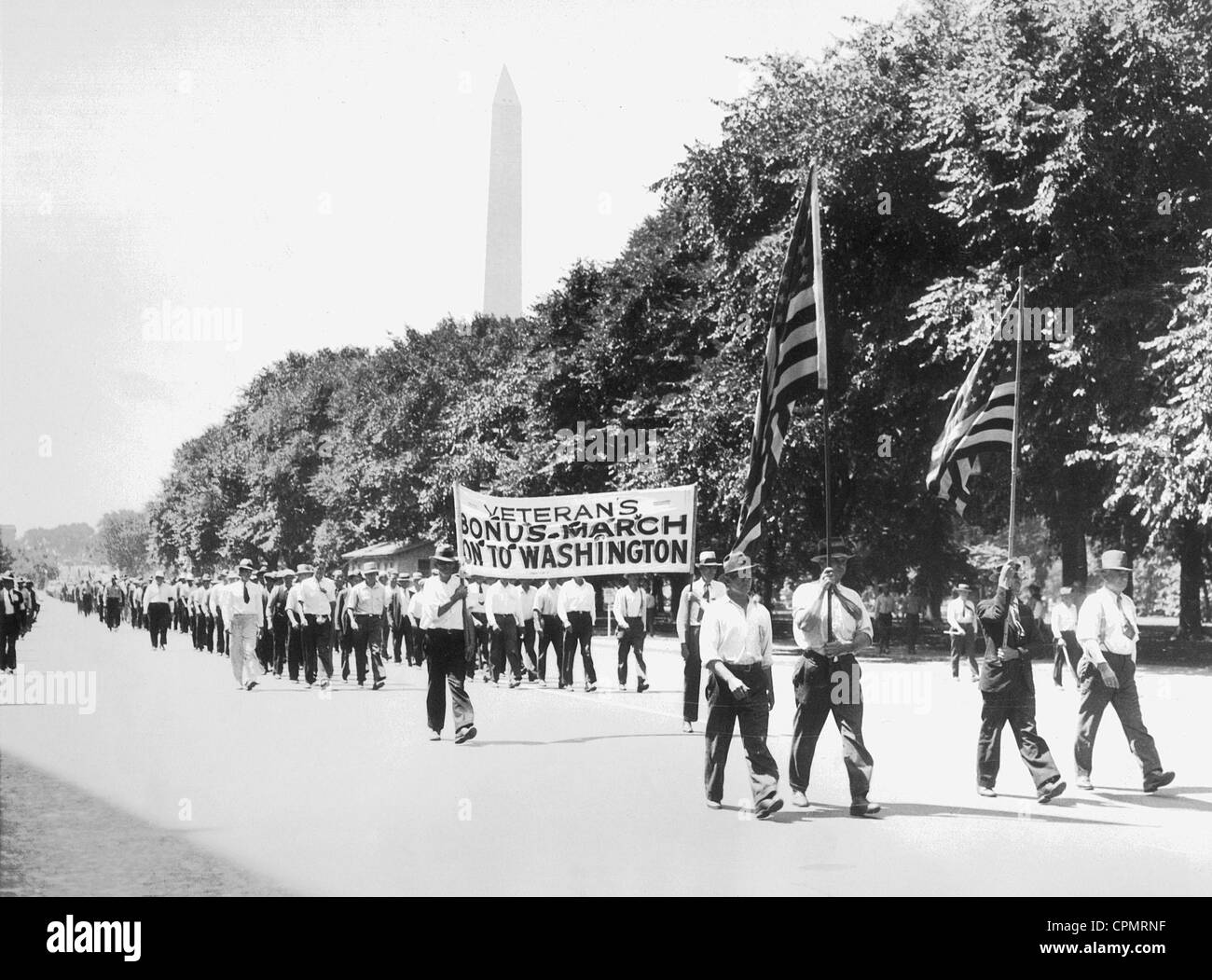 Demonstration of war veterans in Washington, 1932 Stock Photo