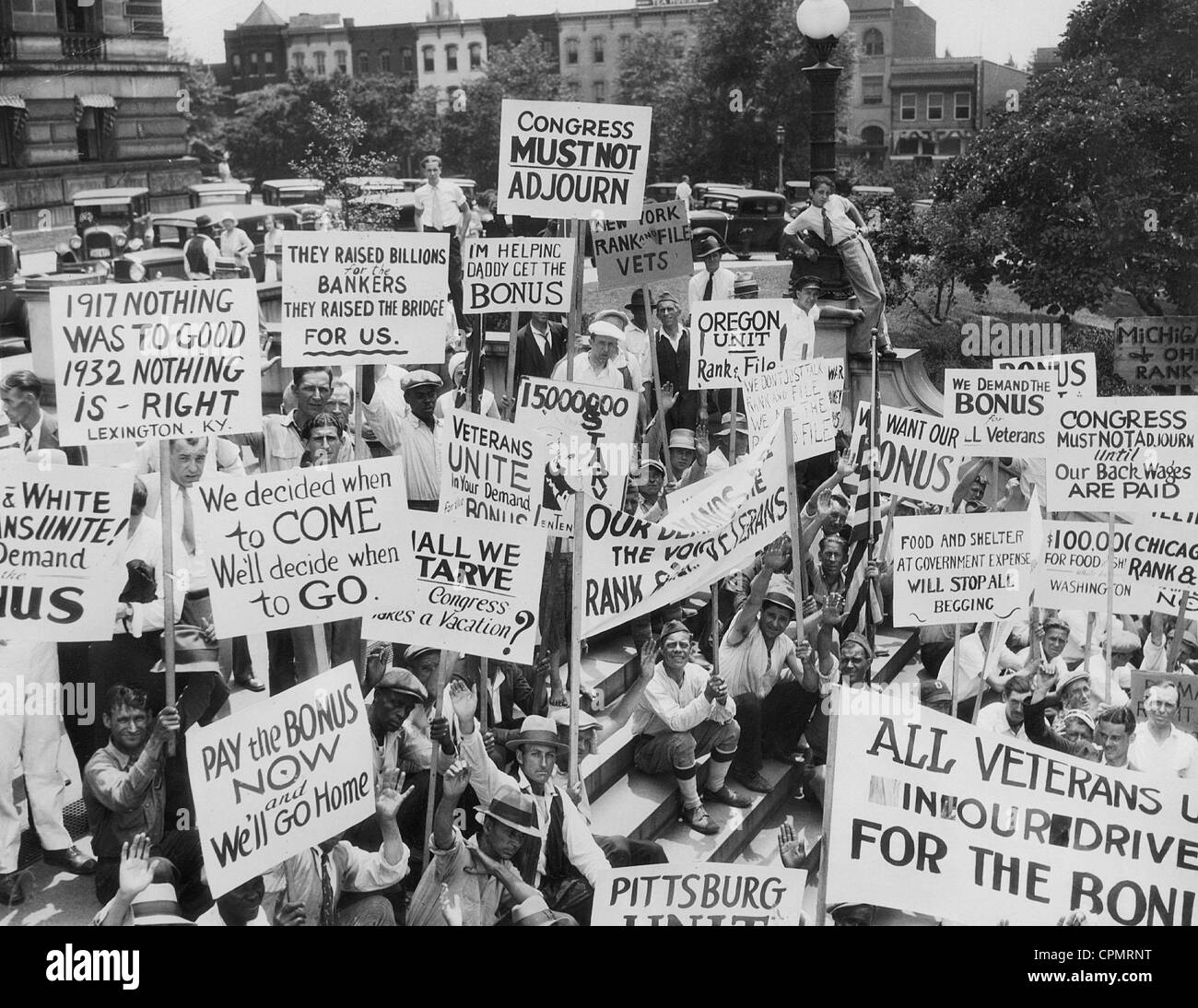 Demonstration of war veterans in Washington, 1932 Stock Photo