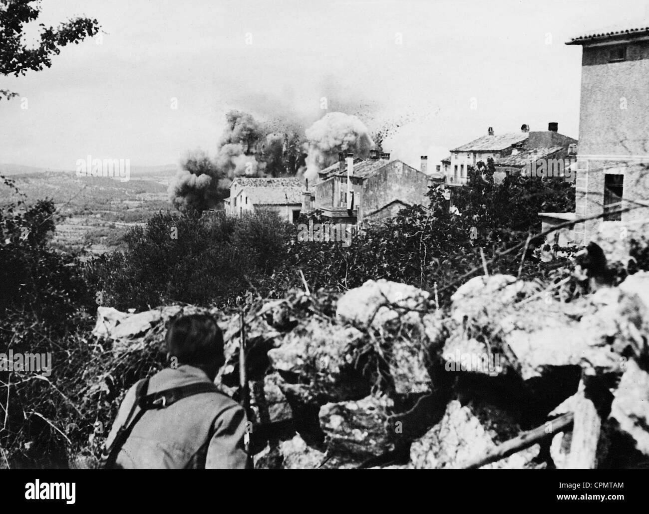 German soldiers fighting with partisans in Yugoslavia, 1944 Stock Photo