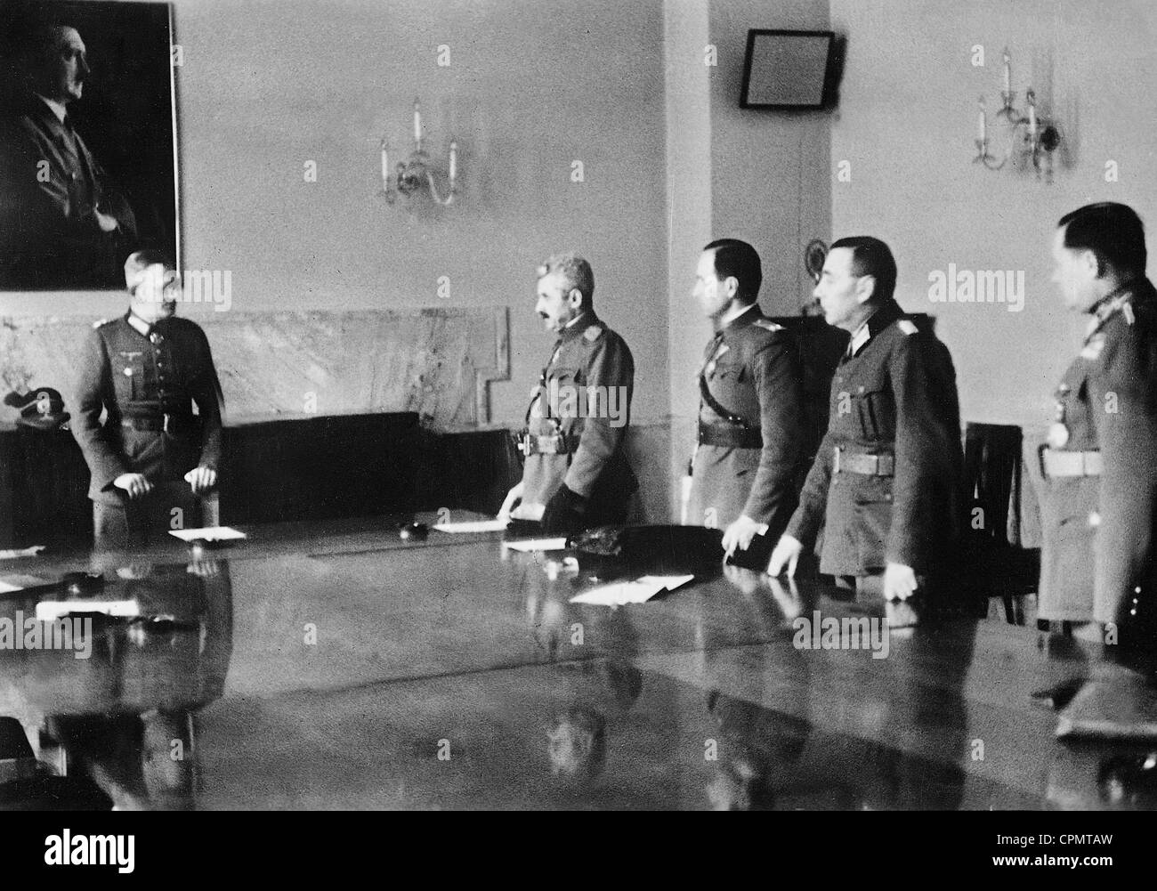 Maximilian Freiherr von Weichs with General Mihai Bodi at the capitulation of Yugoslavia, 1941 Stock Photo