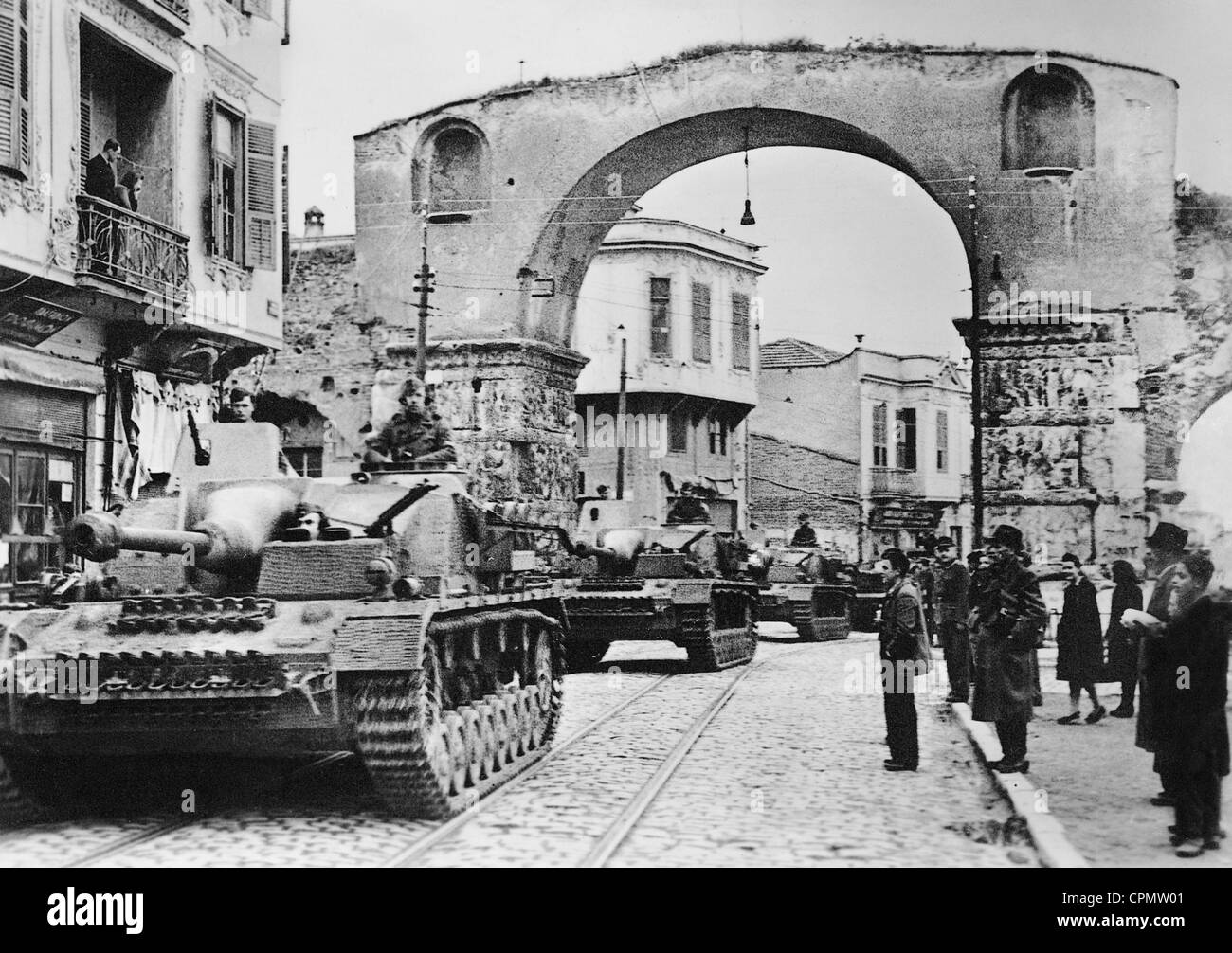 German tanks in Saloniki, 1944 Stock Photo