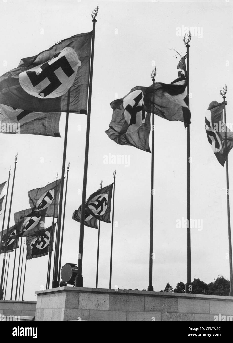 Rows of flags in Nuremberg Stock Photo