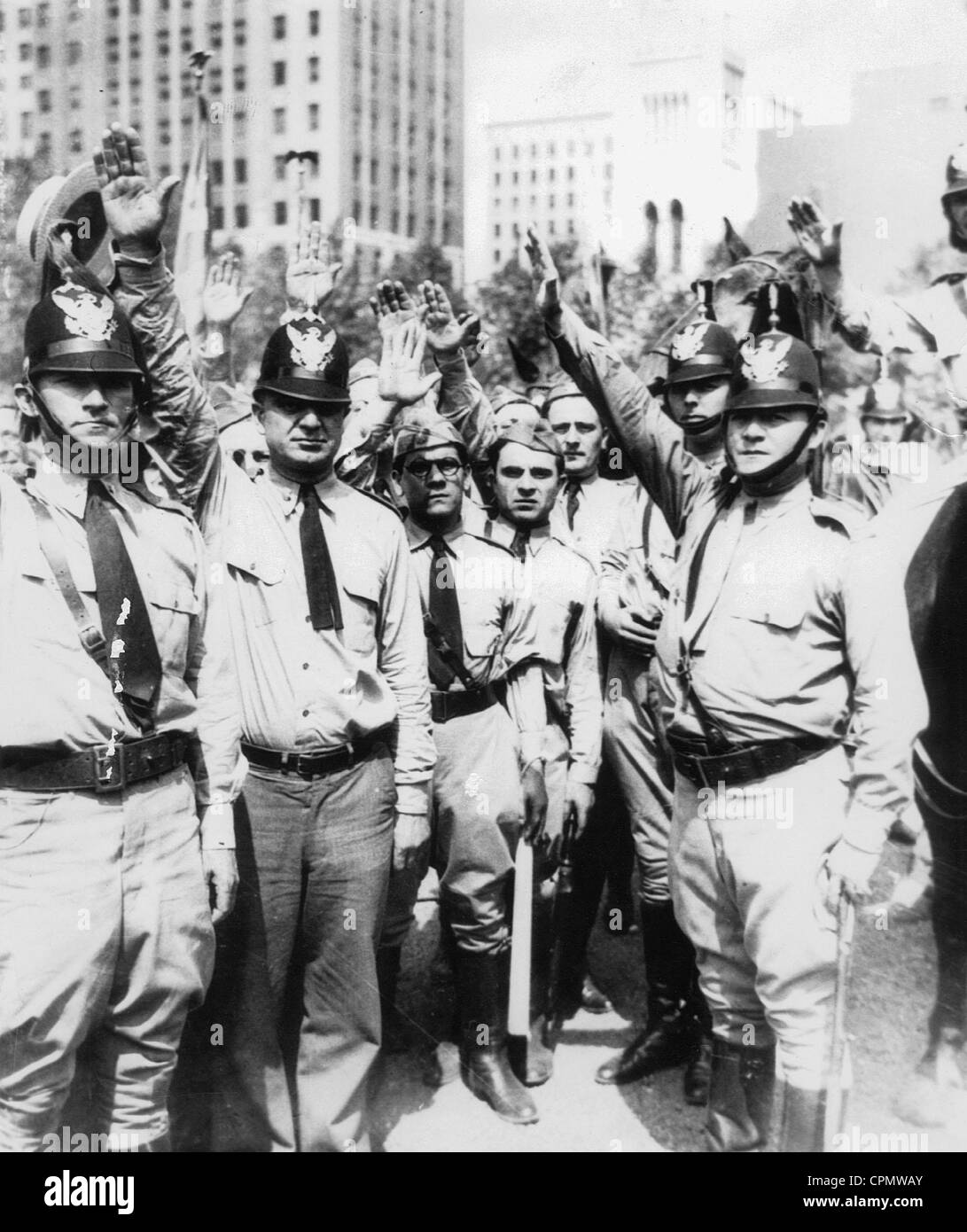 American fascists giving the fascist salute, 1933 Stock Photo