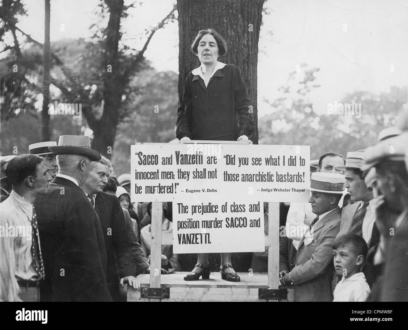 Mary Donovan protests against the execution of Sacco and Vanzetti, 1927 Stock Photo