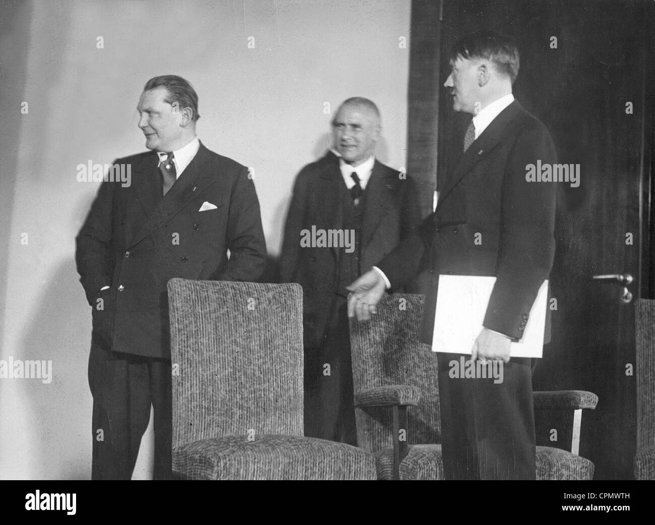 Hermann Goering, Wilhelm Frick and Adolf Hitler, 1933 Stock Photo