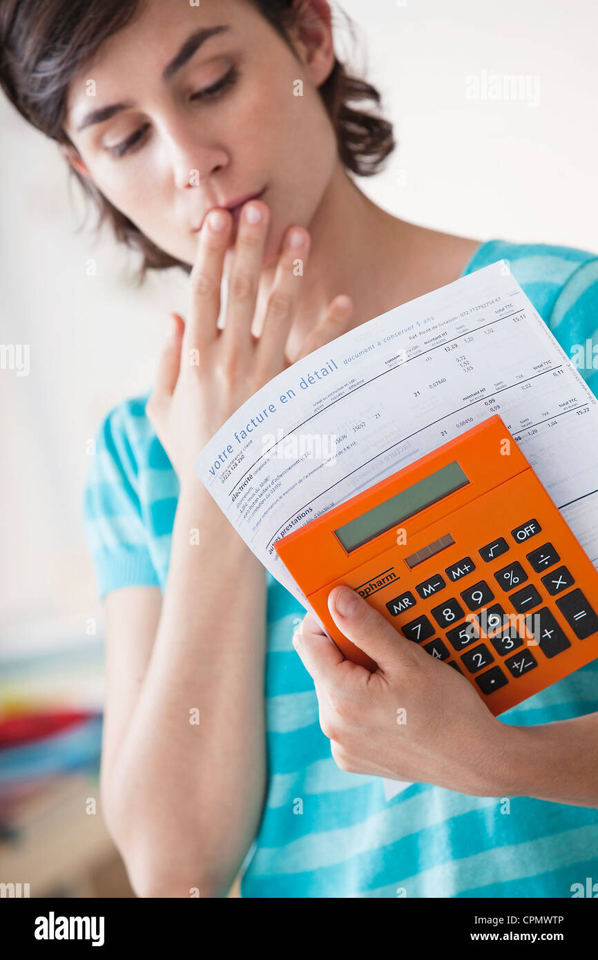 WOMAN DOING PAPERWORK Stock Photo - Alamy