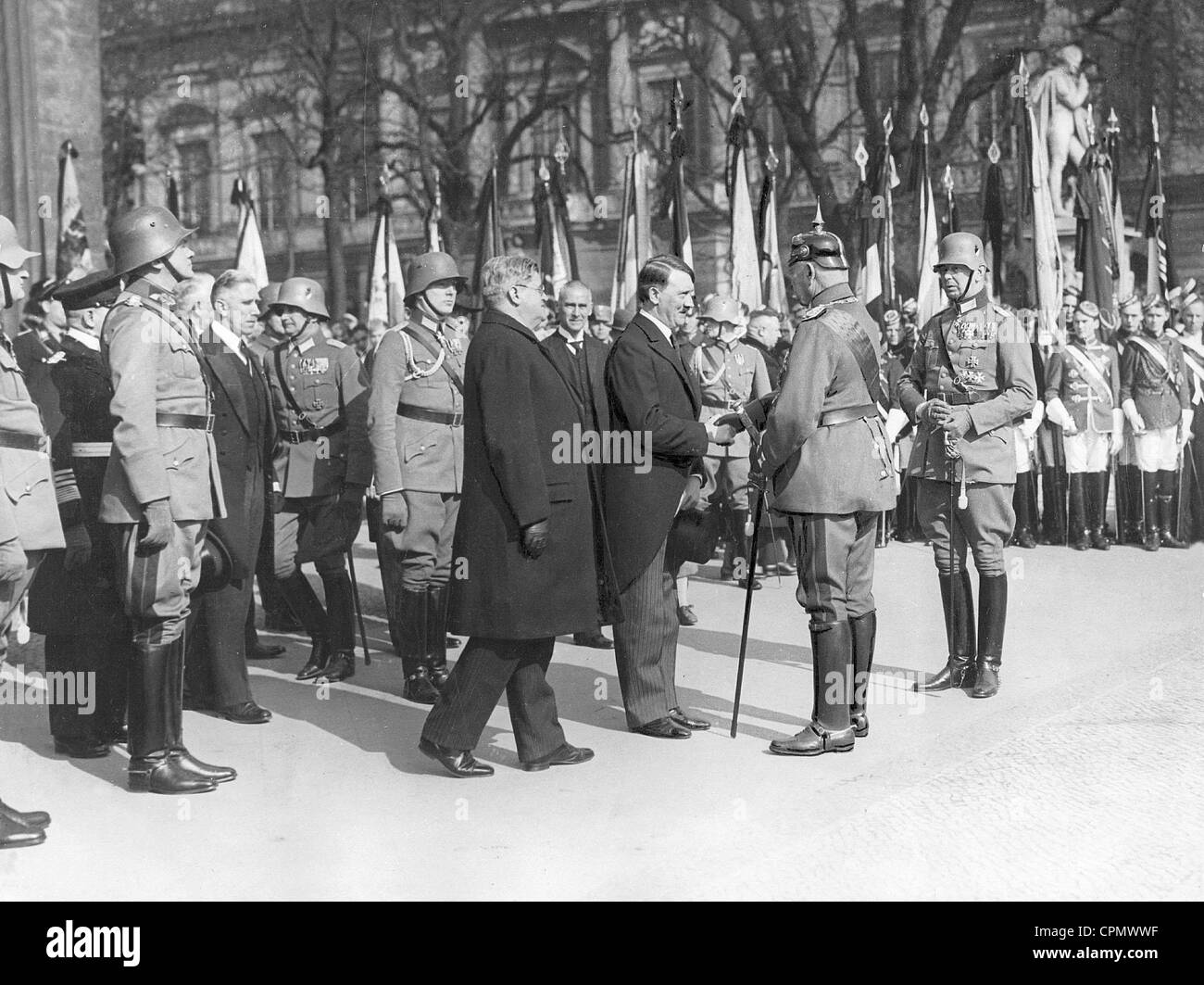 Werner von Blomberg, Franz von Papen, Otto Meissner, Adolf Hitler, Paul von Hindenburg, 1933 Stock Photo