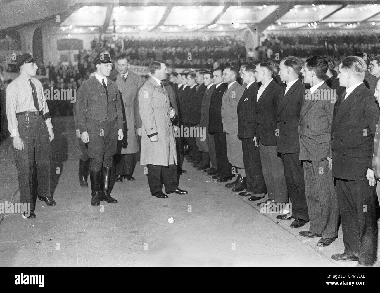 Adolf Hitler with SA men in the Berlin Sport Palace, 1932 Stock Photo