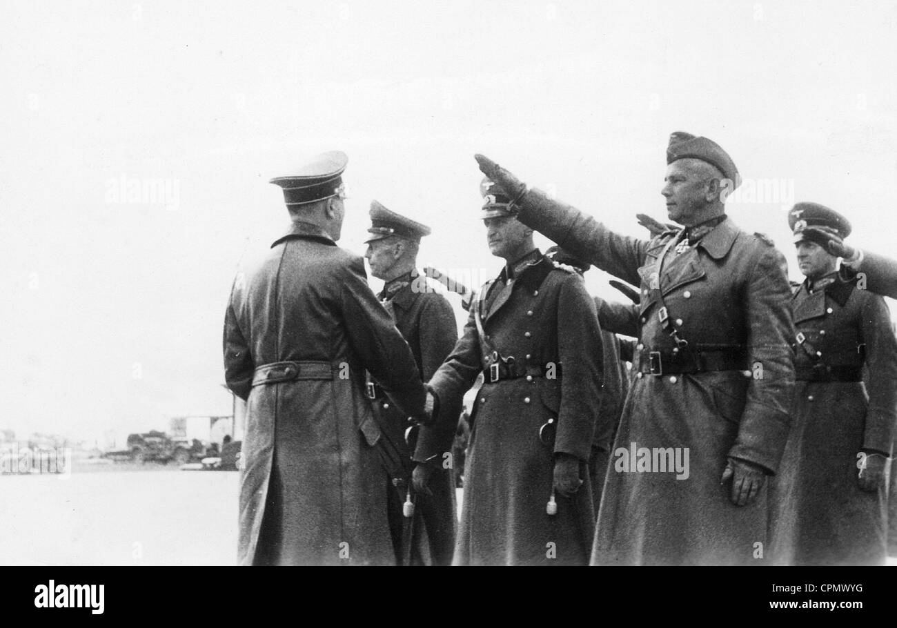Adolf Hitler, Gert von Rundstedt, Johannes von Blaskowitz, Walter von Reichenau Stock Photo
