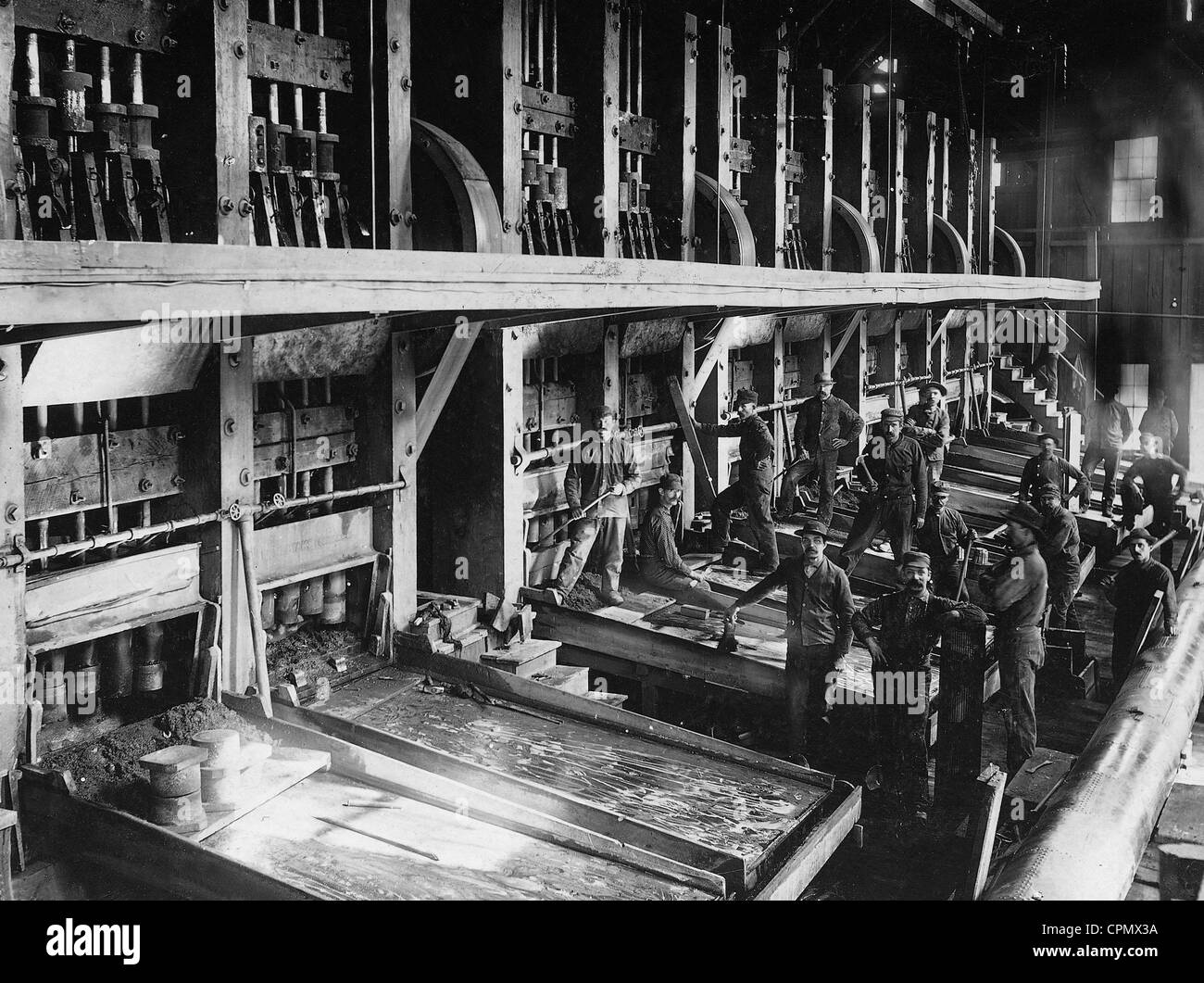 Gold stamping factory in California, 1912 Stock Photo Alamy