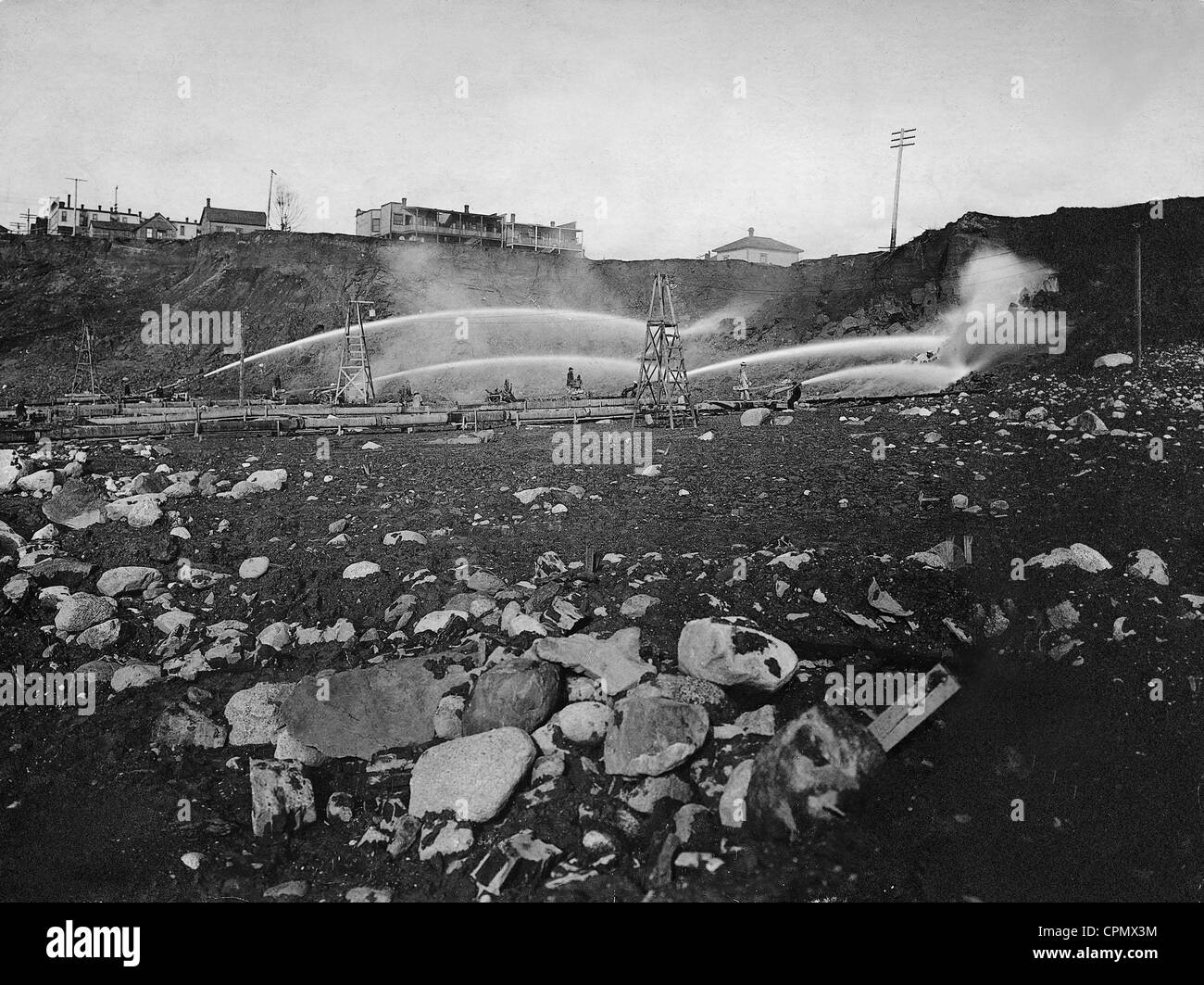 Land reclamation in Seattle, 1909 Stock Photo