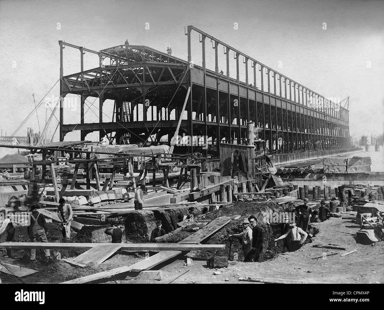 New docks and piers of Norddeutsche Lloyd in Hoboken, 1903 Stock Photo