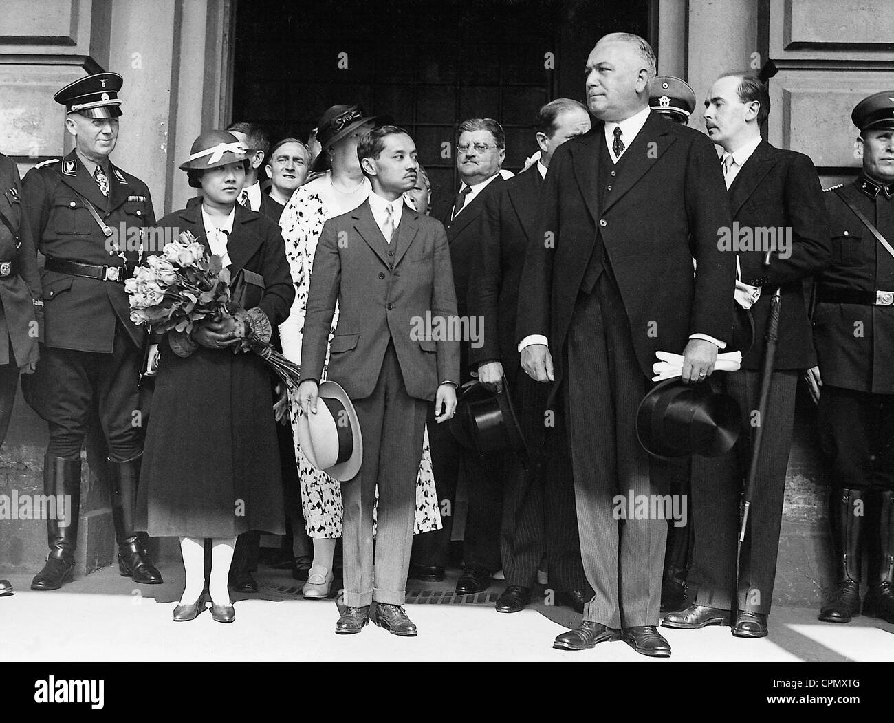 Queen Rambi Barni, King Rama VII and Konstantin von Neurath, 1934 Stock Photo