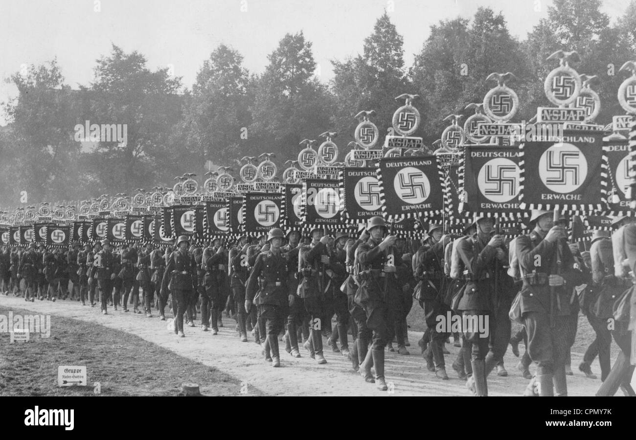 Parade of the standard bearers of the SS, 1936 Stock Photo