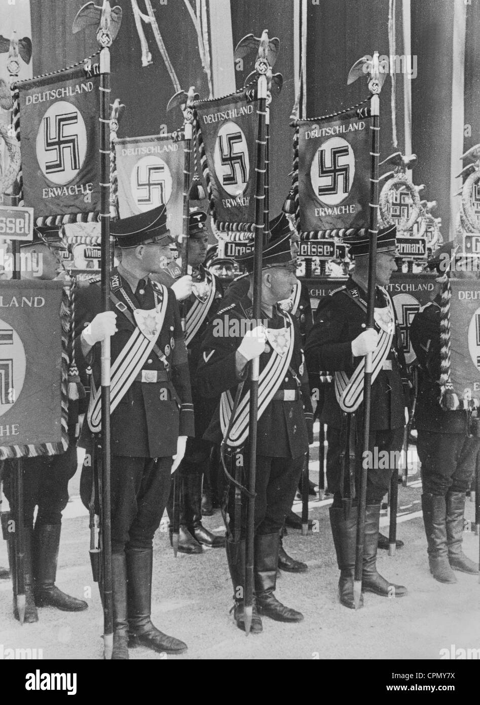 Standard bearers of the SS, 1937 Stock Photo