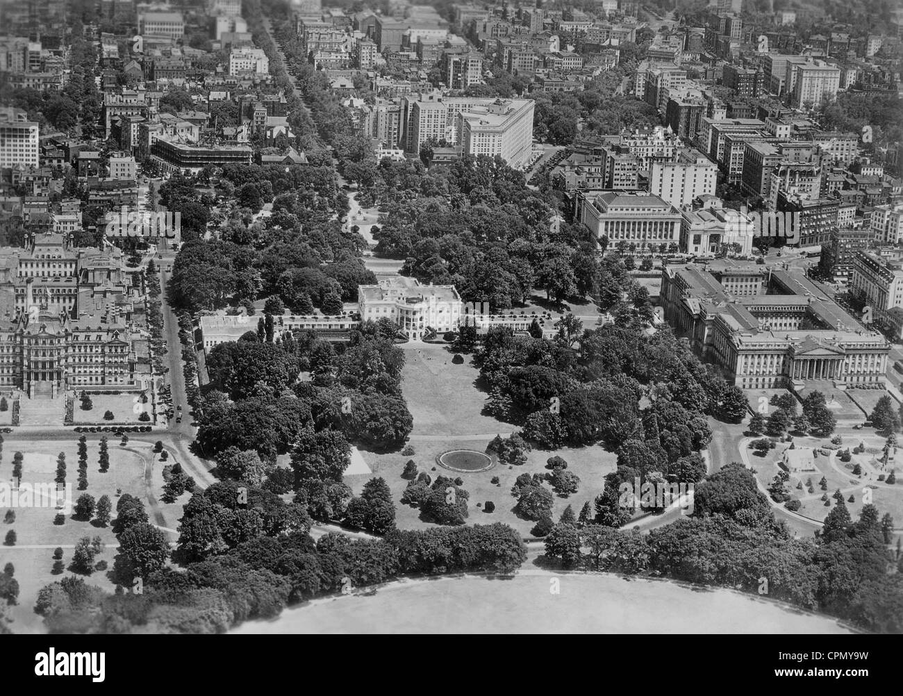 Aerial photo of the White House in Washington, 1925 Stock Photo