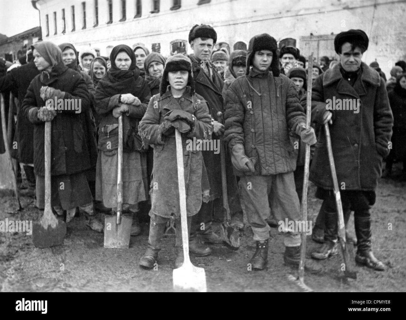 Russian Forced Laborers, 1942 Stock Photo