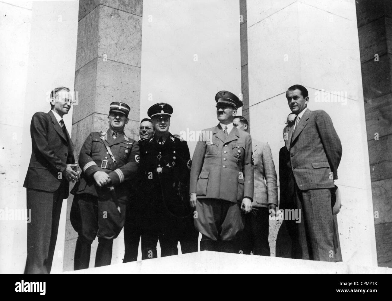 Bruckmann, Liebel, Joachim von Ribbentrop, Adolf Hitler, Albert Speer in Nuremberg, 1937 Stock Photo