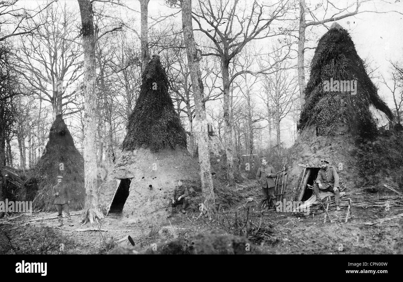 Accomodation of French colonial troops near Verdun, 1916 Stock Photo