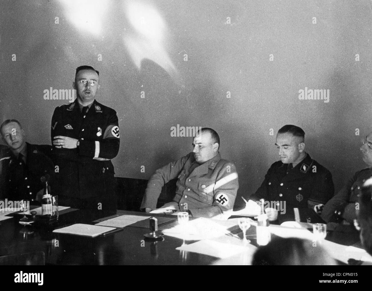 Reinhard Heydrich, Heinrich Himmler, Hans Michael Frank, Werner Best and Kurt Daluege in the Police Law Committee Stock Photo