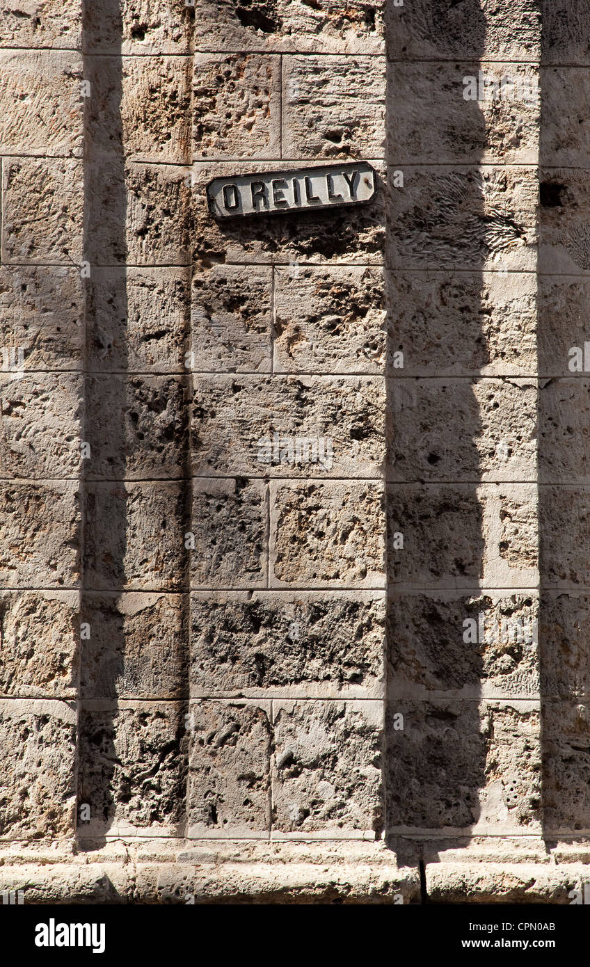 Street sign in O'Reilly Old Havana Cuba Stock Photo