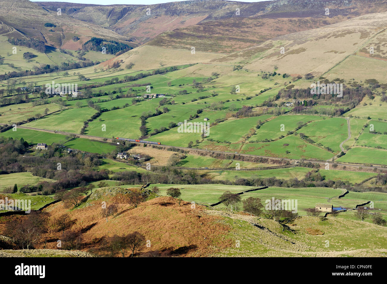 the derbyshire countryside in edale peak district england uk Stock Photo