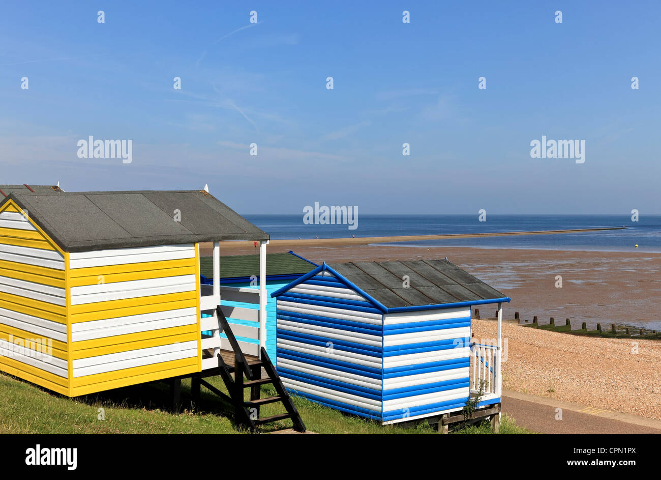 4050. The Street and beach huts, Tankerton, Whitstable, Kent, UK Stock Photo