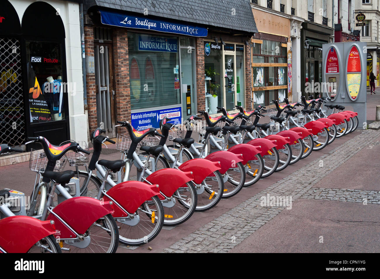 Cy'clic bike-sharing station in Rouen, Normandy, France Stock Photo - Alamy