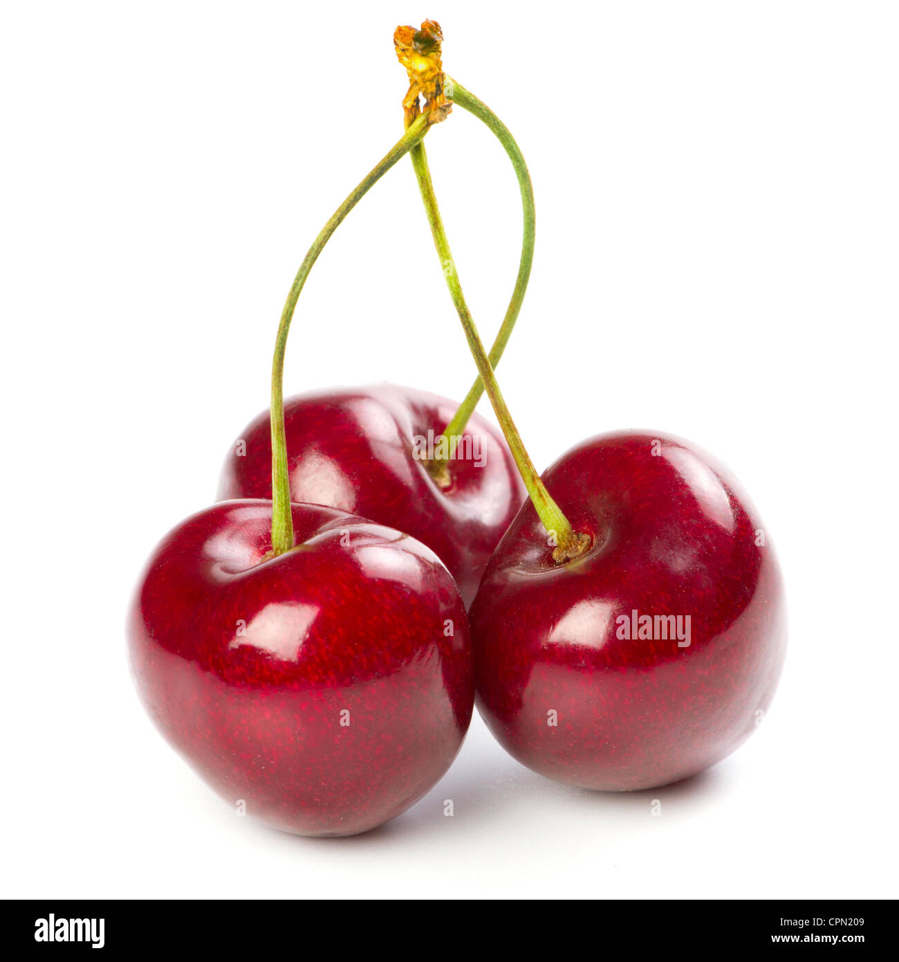 Red ripe cherries on white background Stock Photo