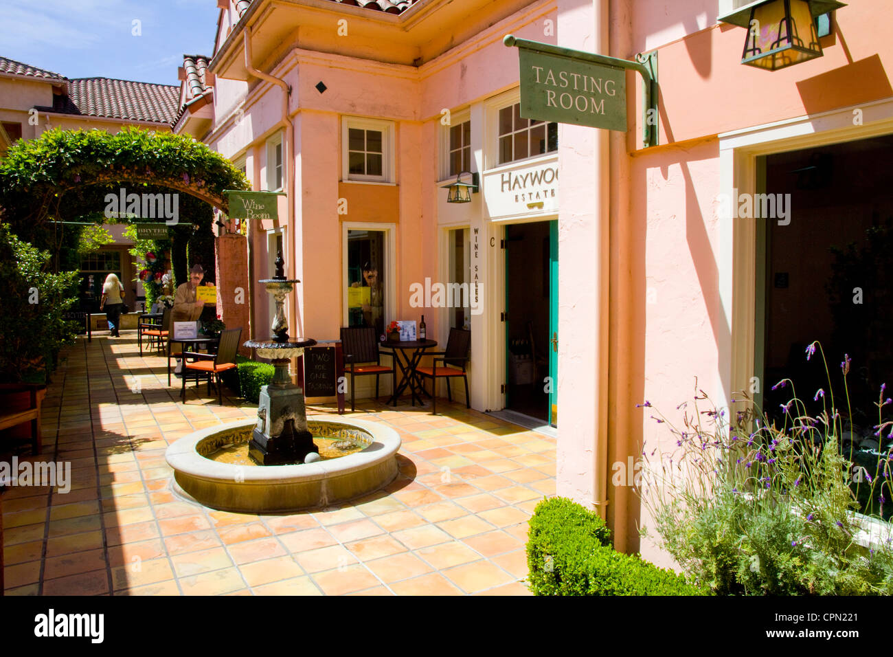 The downtown plaza in Sonoma is surrounded by chic shops, galleries