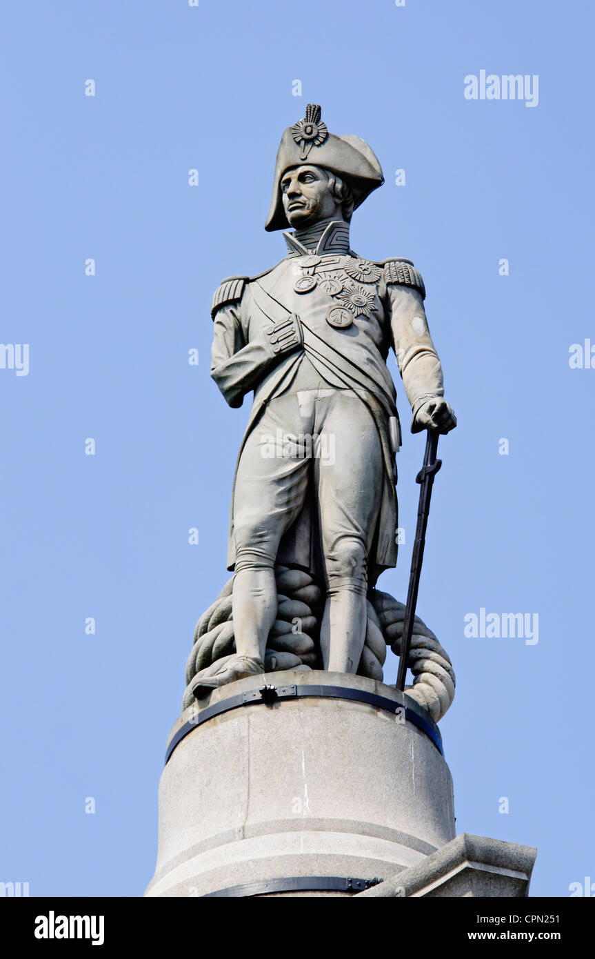 Admiral Nelson statue on top of the Nelson's Column on Trafalgar Square