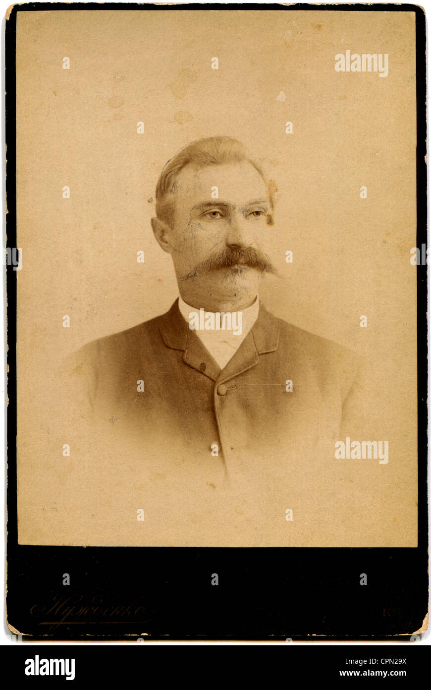 An antique photo shows man with a mustache Stock Photo Alamy