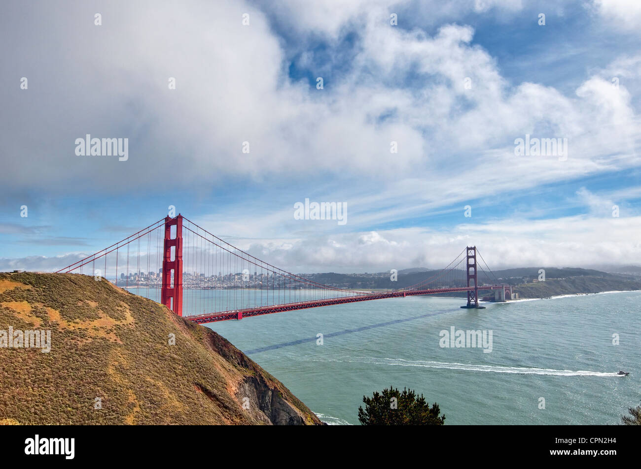 The world famous Golden Gate Bridge in San Francisco, California. Stock Photo