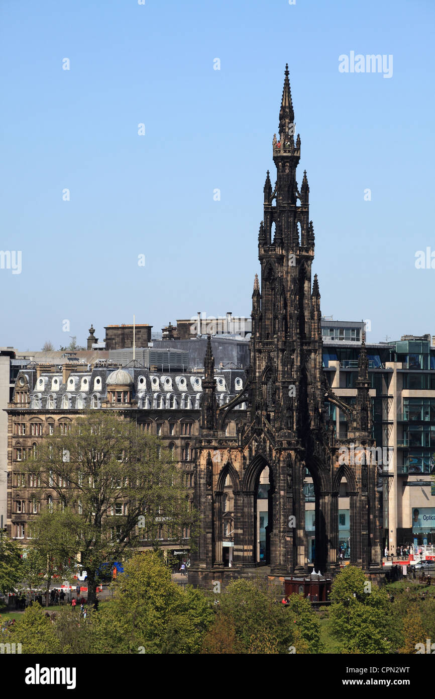 The Sir Walter Scott memorial within Princes Street Gardens, Edinburgh Scotland UK Stock Photo