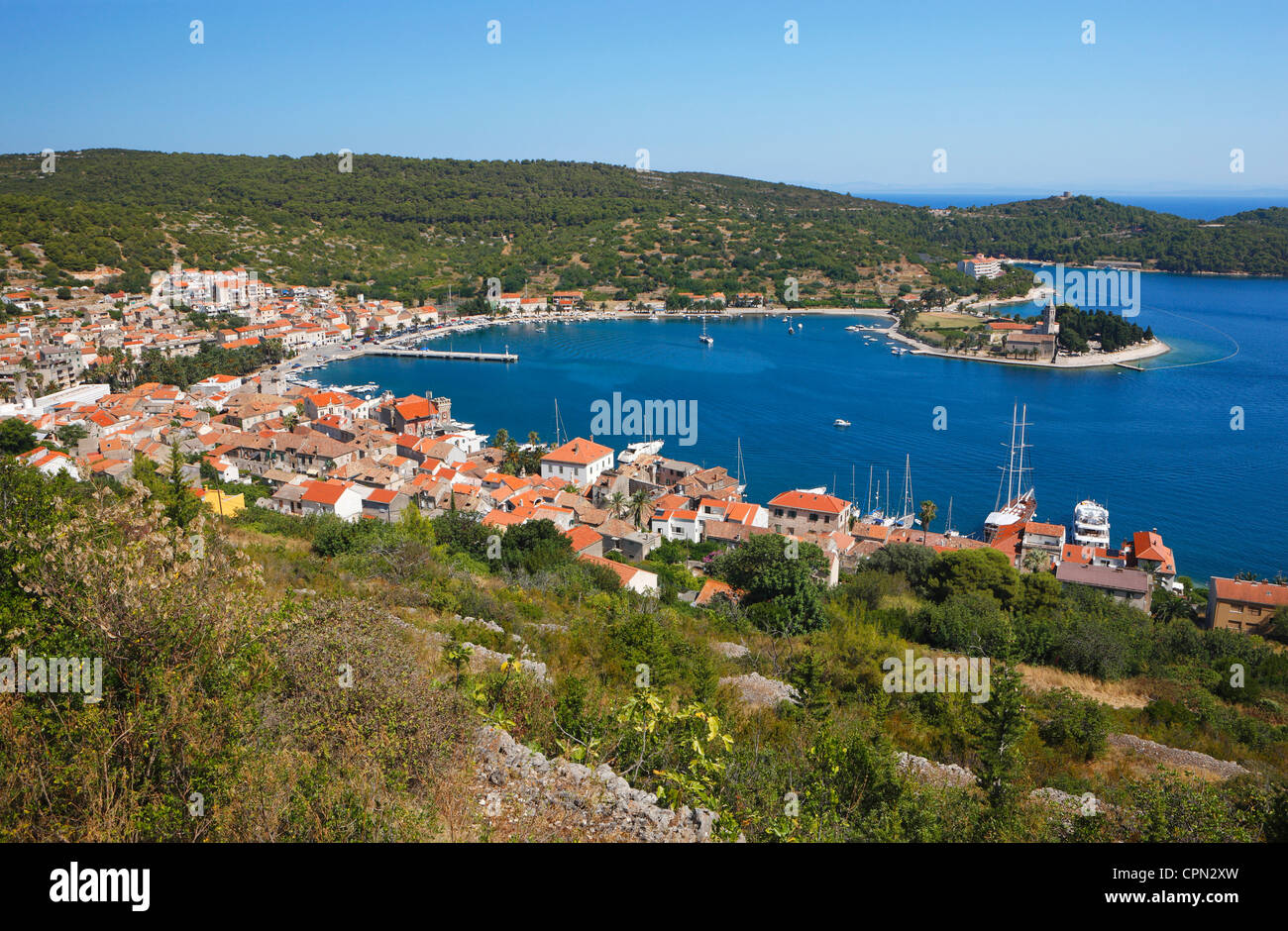 Vis town - Island Vis, Croatia Stock Photo
