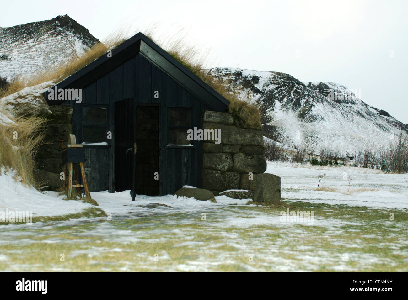 Turf house, Skogar, Iceland Stock Photo