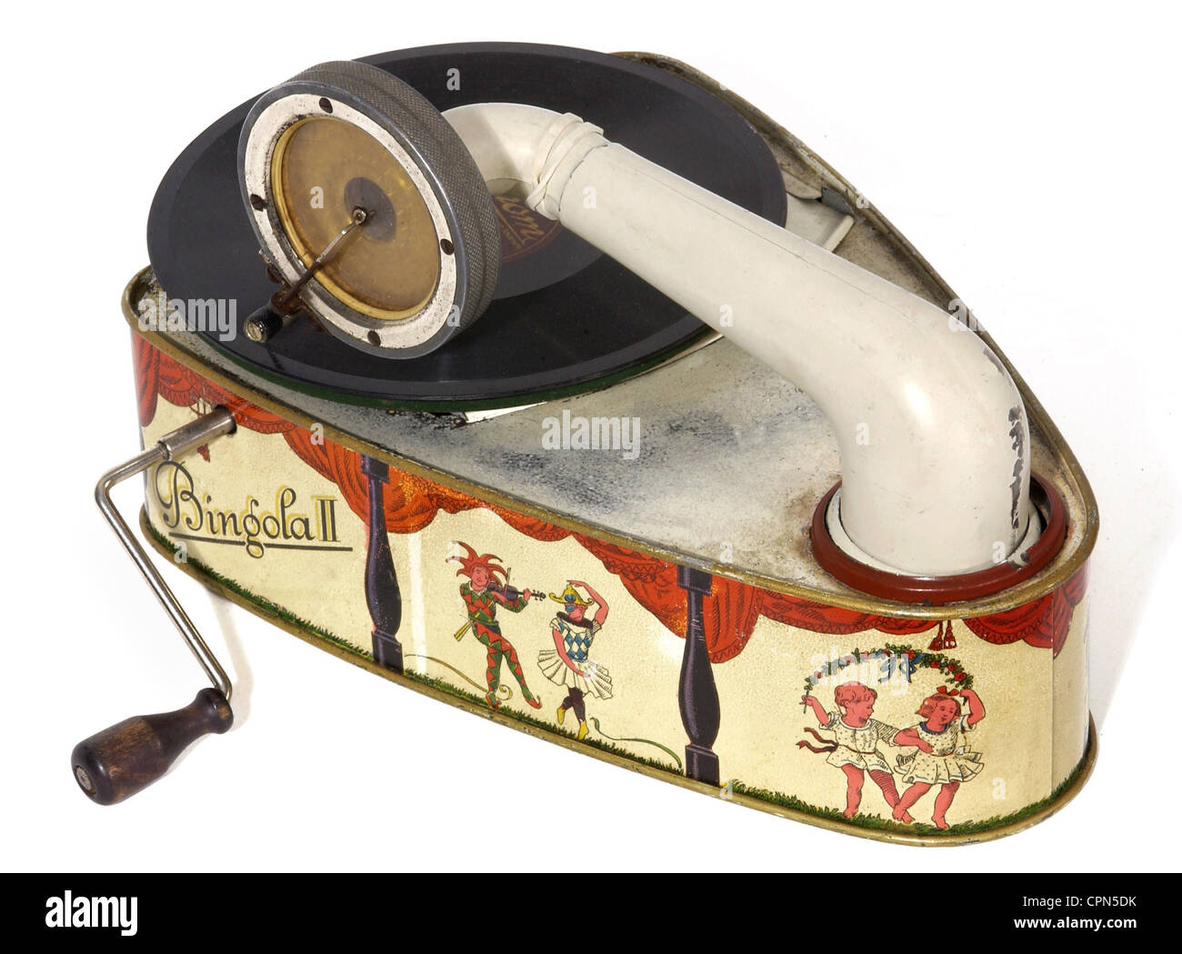 toys, gramophone for children, Bingola II, made by company Bing, Nuremberg, mostly used for the play-back of nursery rhymes and fairytales, metal housing, Germany, circa 1926, Additional-Rights-Clearences-Not Available Stock Photo