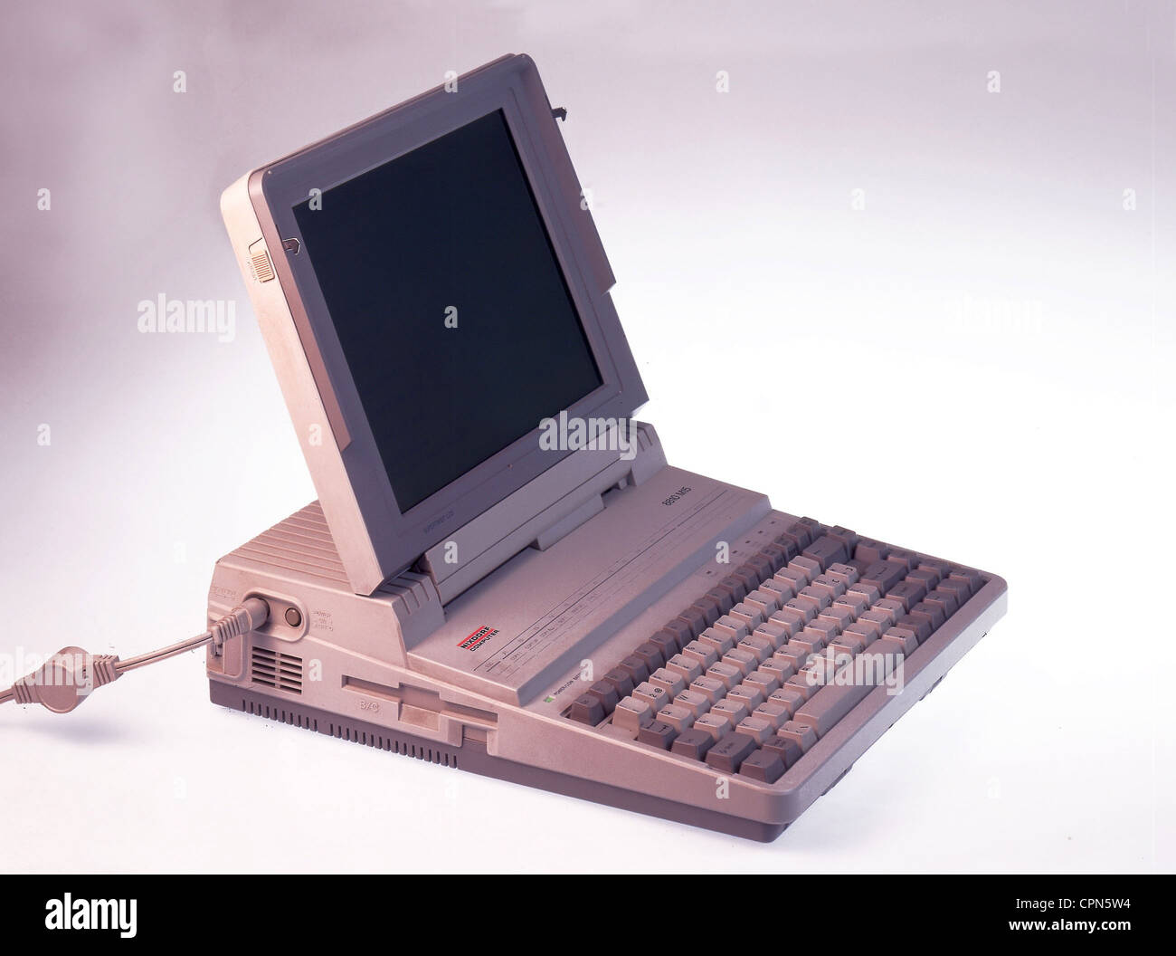computing / electronics, computer, early laptop, Nixdorf Computer, Paderborn, Made in Japan, 1987, Additional-Rights-Clearences-Not Available Stock Photo