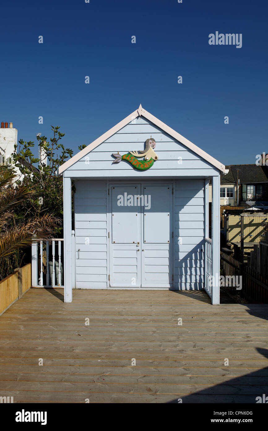 A garden beach house on the seafront at Whitstable. Stock Photo