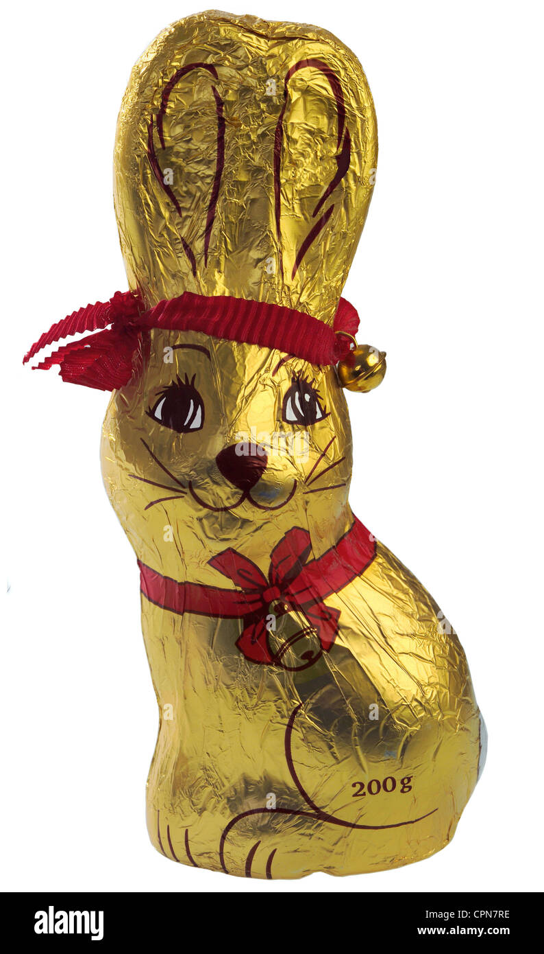 food, chocolate, easter-bunny, Germany, chocolate, full-cream milk, whole milk chocolate, hare, rabbit, hares, rabbits, Easter b Stock Photo