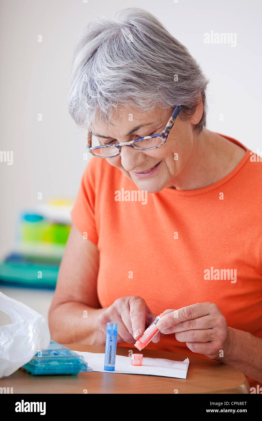 HOMEOPATHY, ELDERLY PERSON Stock Photo Alamy