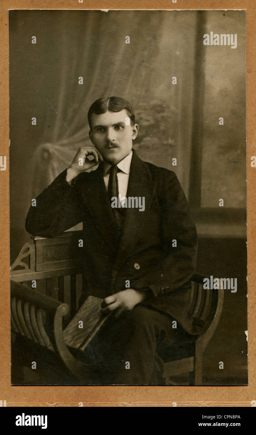 USSR - CIRCA 1927: An antique photo shows man in a business suit, 1927 Stock Photo