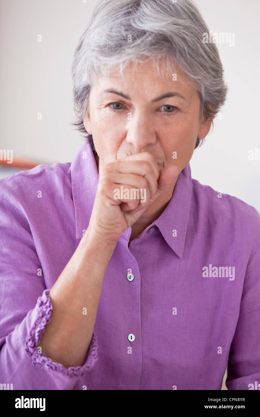 ELDERLY PERSON COUGHING Stock Photo Alamy
