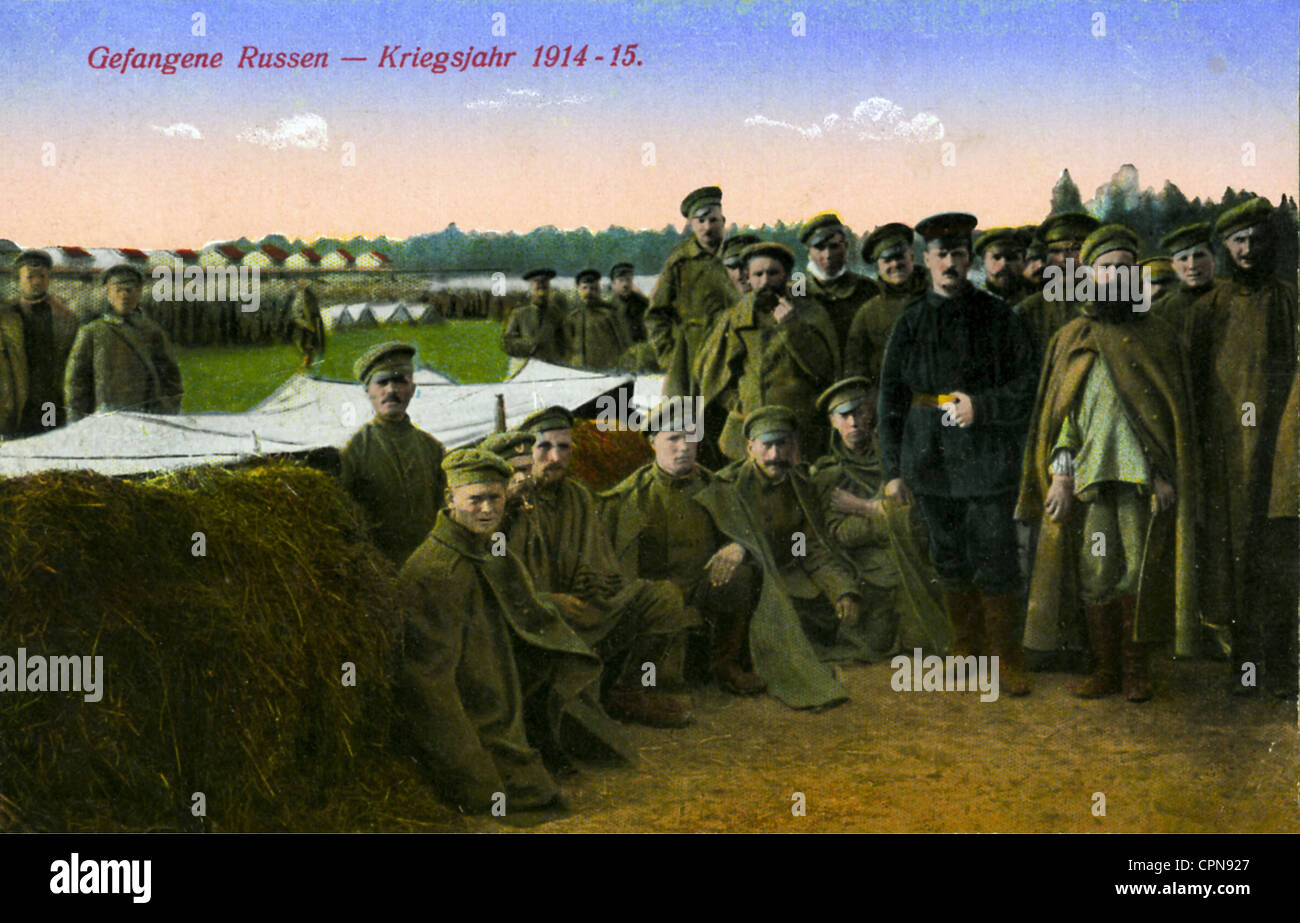 First World War / WWI, prisoners of war, Russian soldiers in German war captivity, Germany, 1914-15, Additional-Rights-Clearences-Not Available Stock Photo