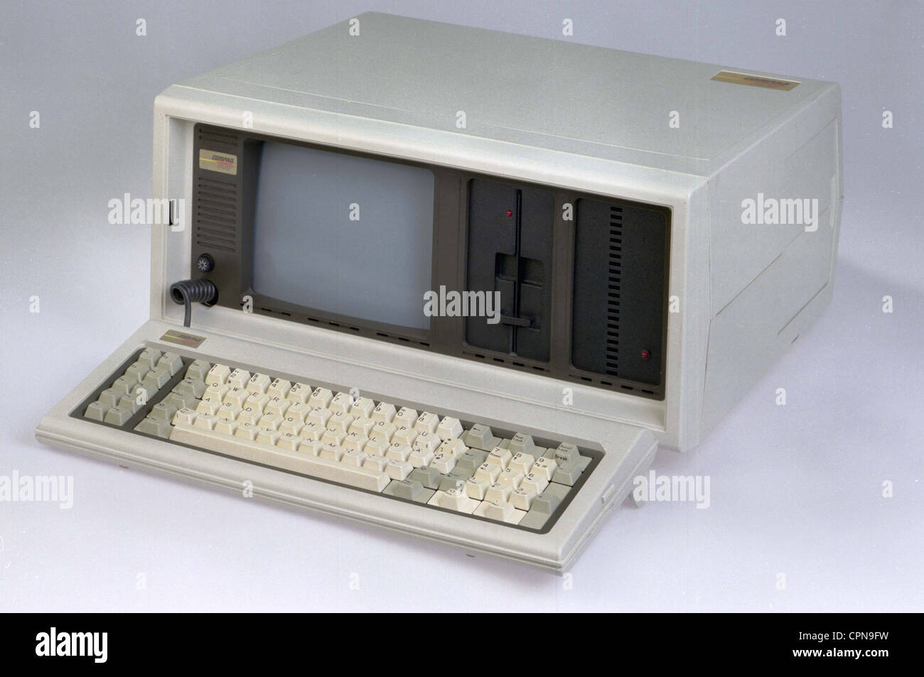 computing / electronics, computer, Compaq Plus, portable computer, first IBM PC compatible computer, with MS-DOS, USA, 1983, Additional-Rights-Clearences-Not Available Stock Photo