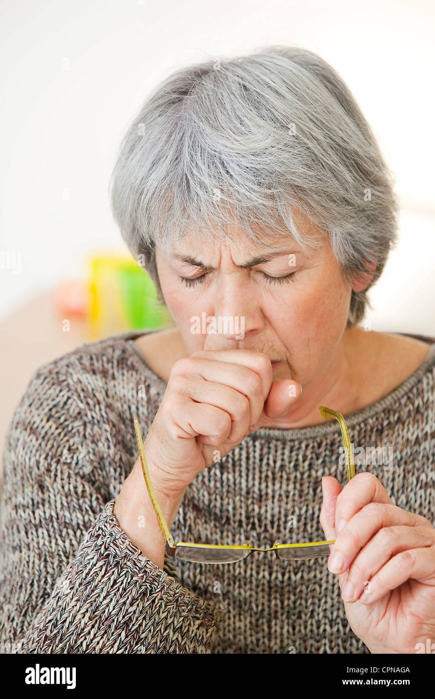 ELDERLY PERSON COUGHING Stock Photo Alamy
