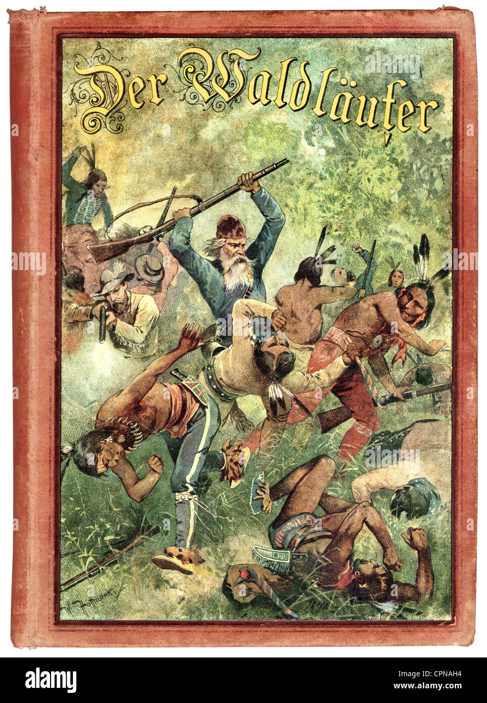 literature, book, juvenile book, "Der Waldlaeufer", based on Gabriel Ferry,  free edited by Friedrich J. Pajeken, K. Thienemanns publishing house,  Stuttgart, Germany, 1896, Additional-Rights-Clearences-Not Available Stock  Photo - Alamy