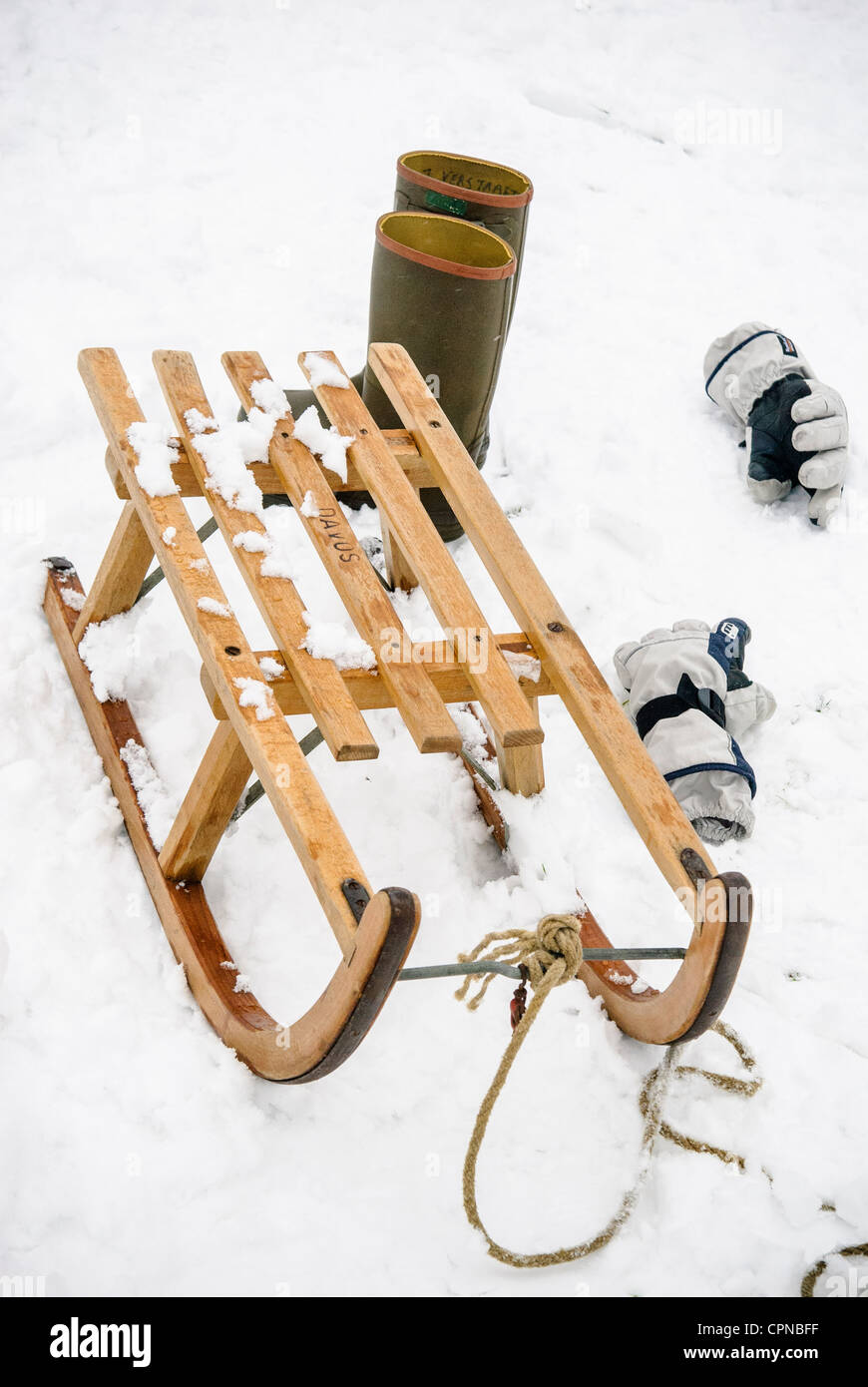 sleigh in snow Stock Photo