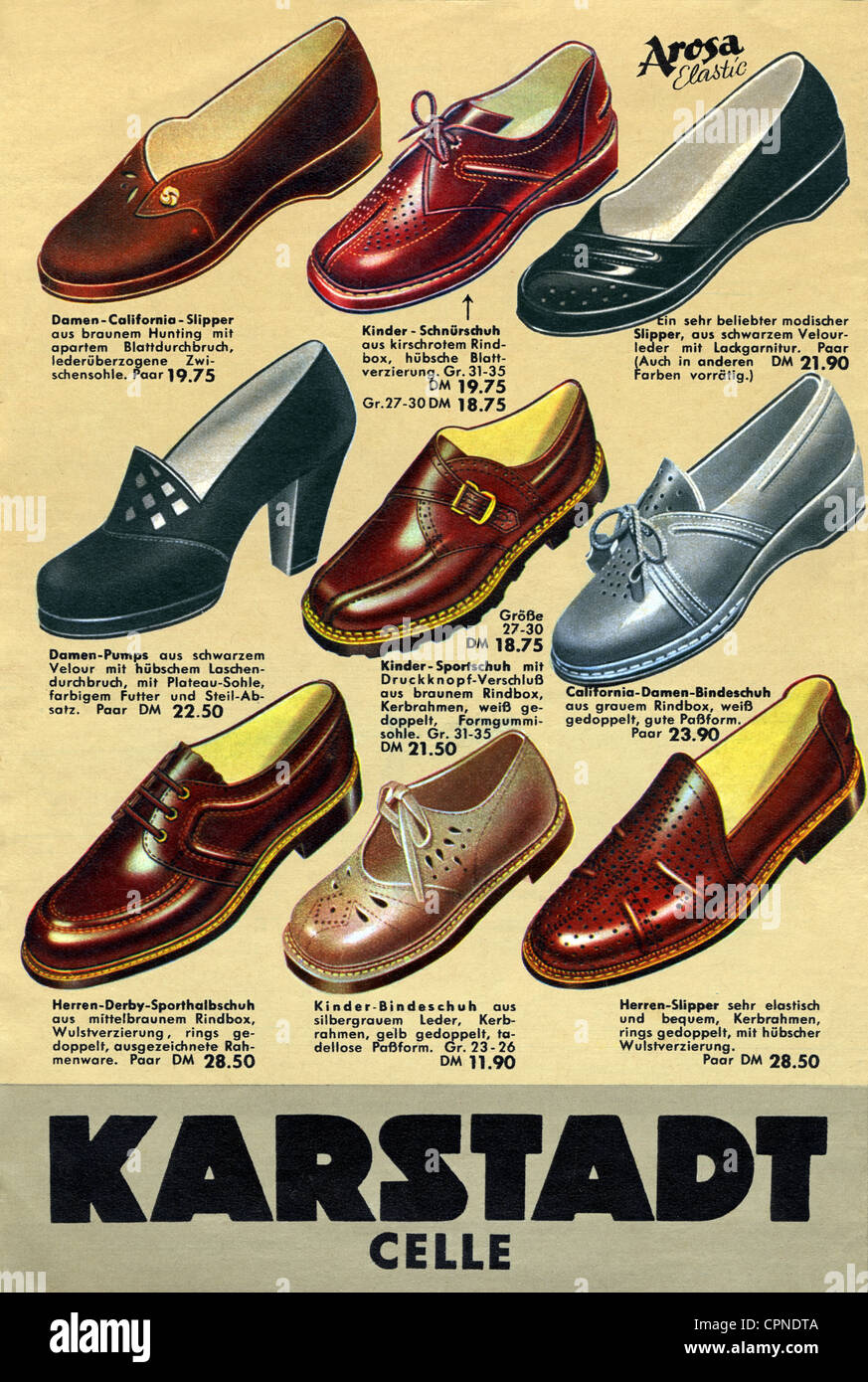 advertising, fashion, Karstadt, Celle, shoe prospectus, Germany, circa  1953, Additional-Rights-Clearences-Not Available Stock Photo - Alamy