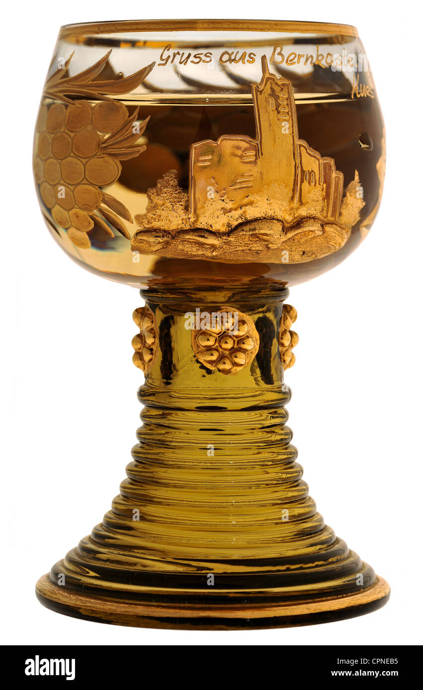 alcohol, wine, wine goblet, souvenir from Bernkastel-Kues, Germany, circa  1970, Additional-Rights-Clearences-Not Available Stock Photo - Alamy